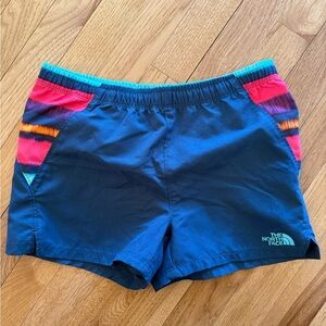 The North Face Blue and Multicolor Shorts - Girls Medium